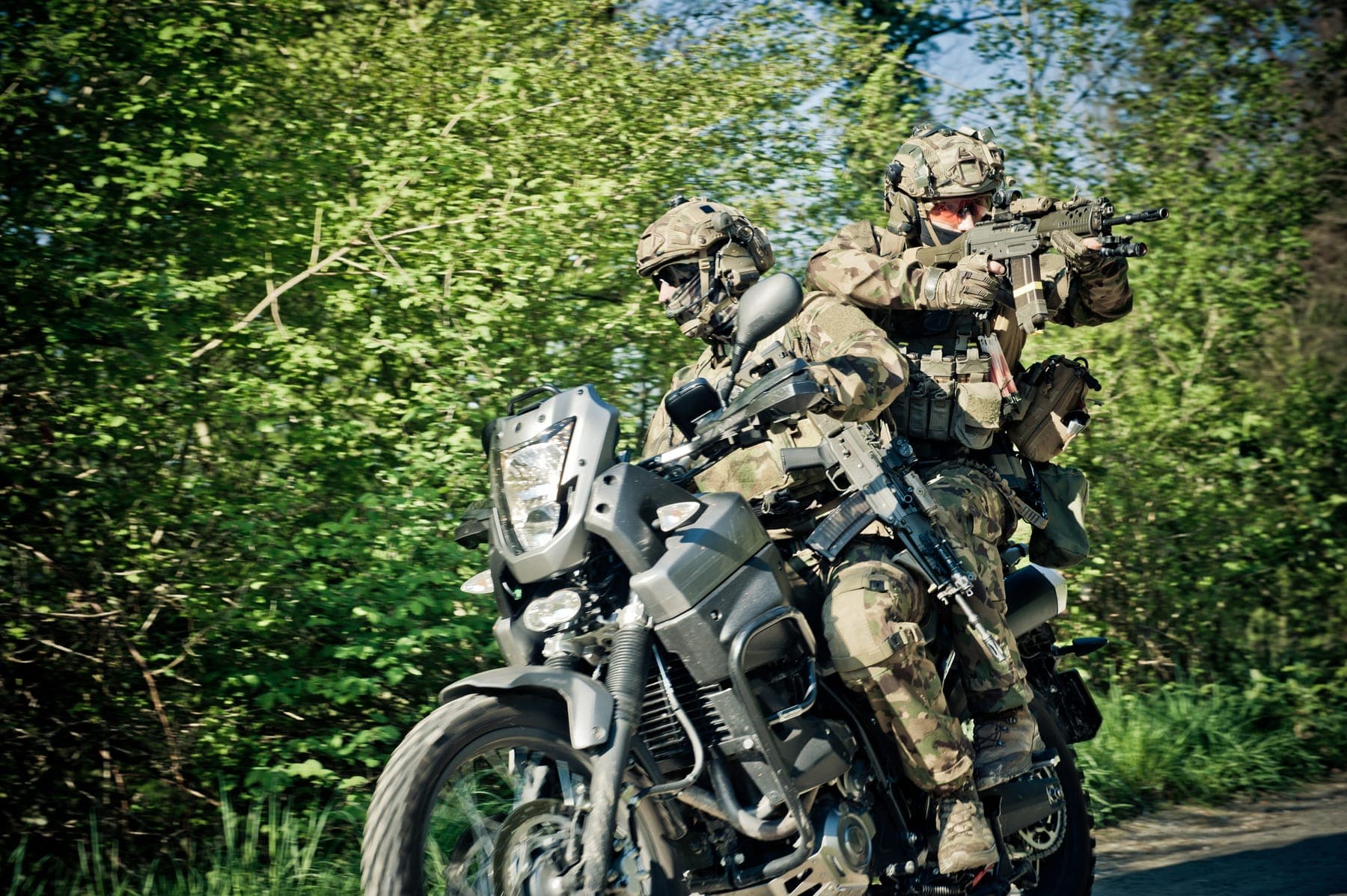 Operator equipped with tactical rider armor